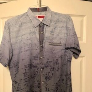 Like new Ang man beautiful men’s shirt XXL snap buttons blue and white quality